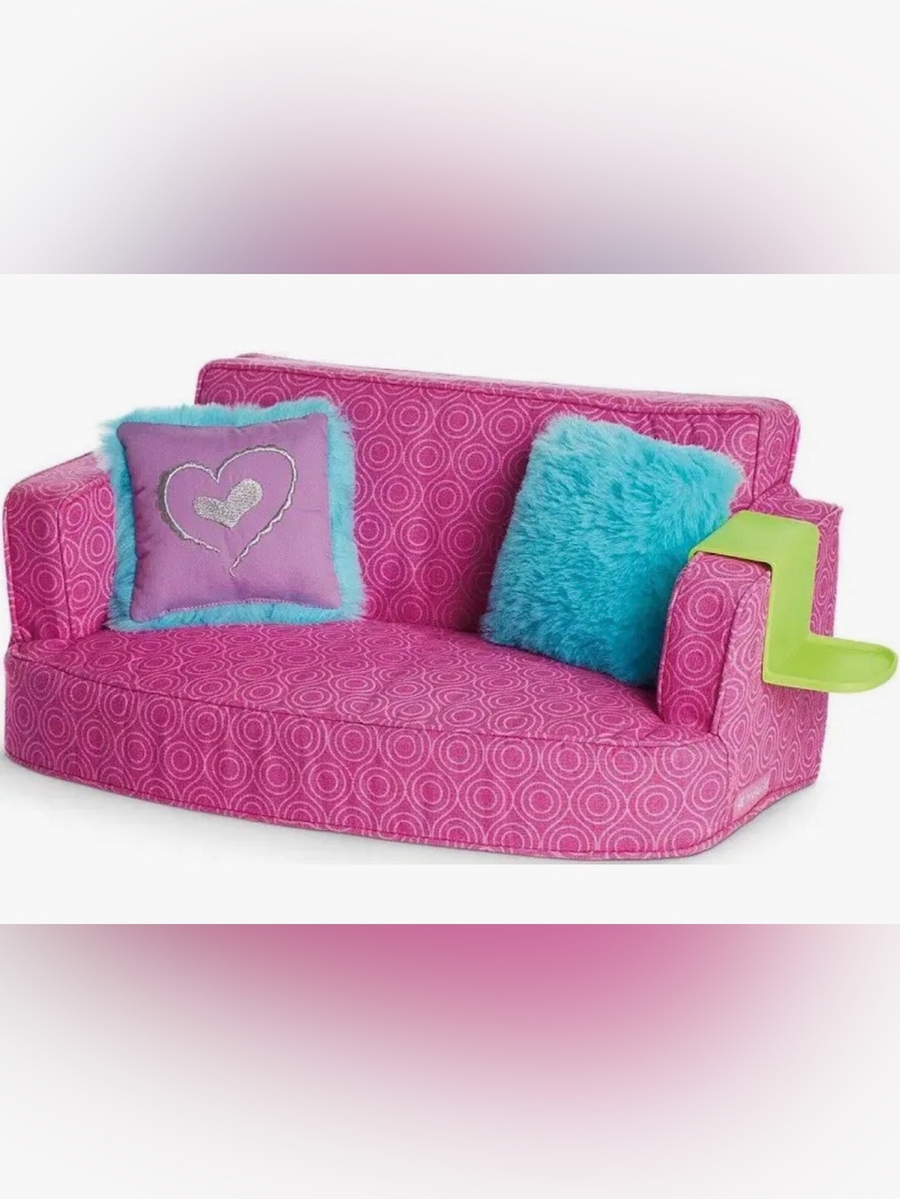This is a retired American Girl Comfy Couch designed for 18-inch dolls.